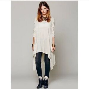 Free People Ivory waffle knit tunic Size L